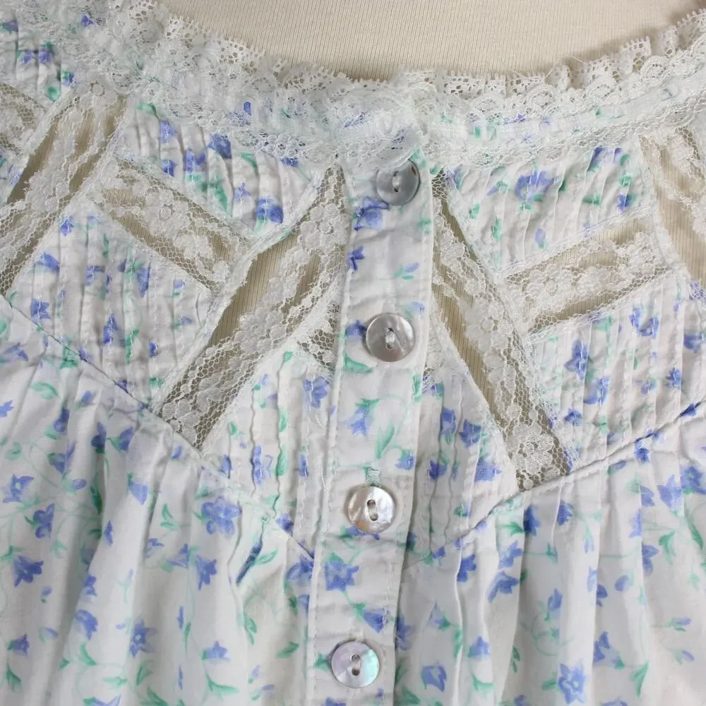 Eileen West Nightgown Womens 2x White Purple Sleeveless Lace Trim Pajamas - Picture 2 of 11